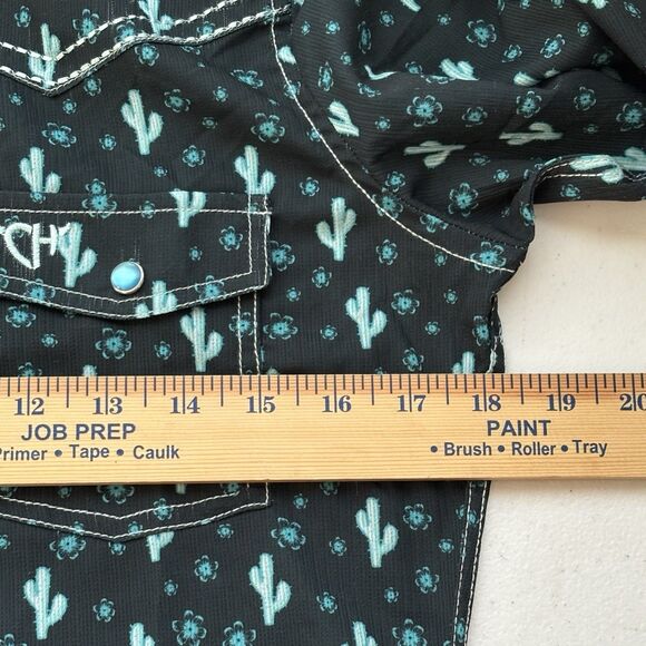 COWGIRL HARDWARE  Long Sleeve Pearl Snap Shirts Lot Of 2 Blue And Black - Picture 10 of 14